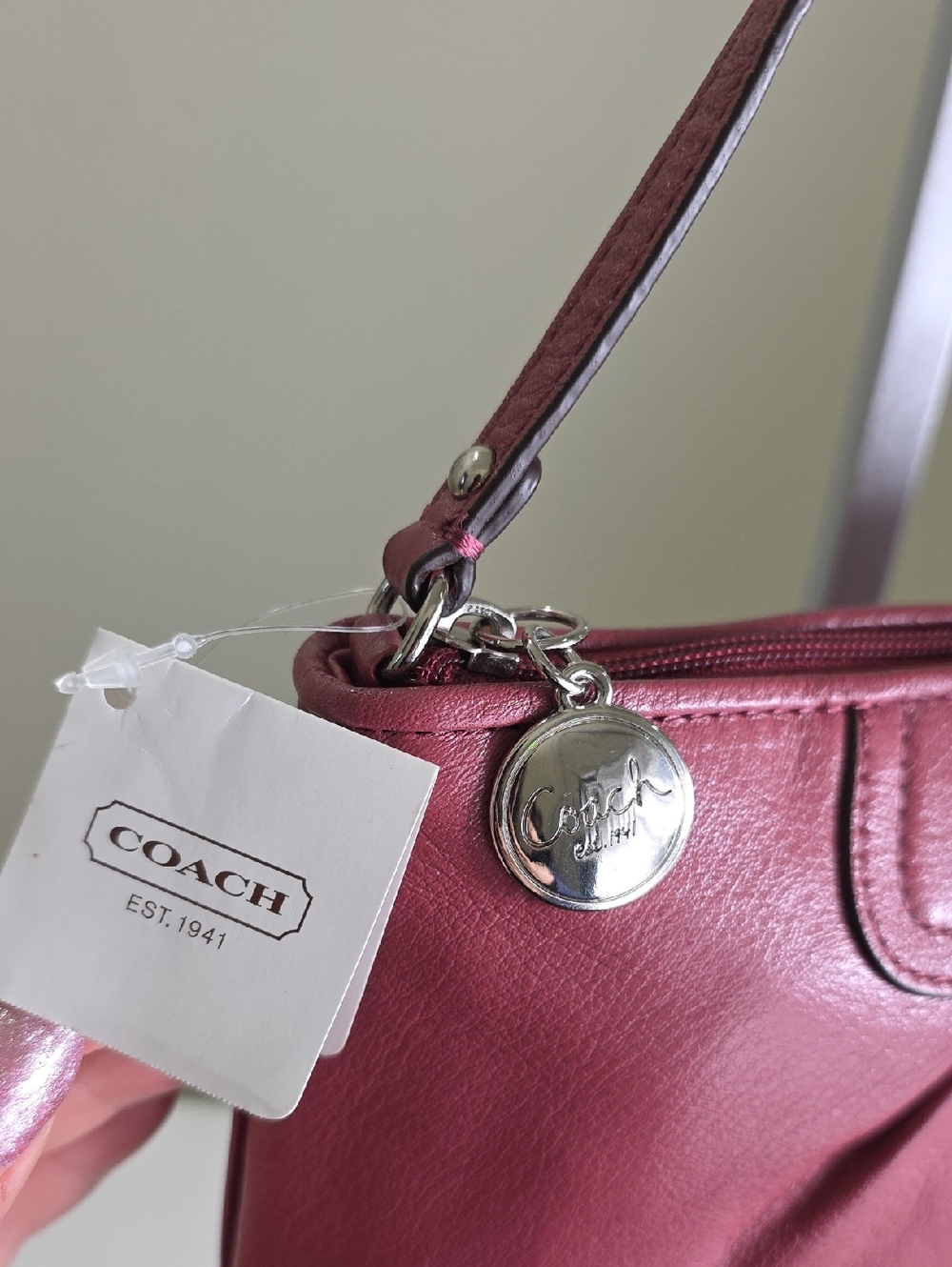 Coach F47527 Smooth Leather Ginger Beet Mauve Pink Shoulder Bag Silvertone NWT - Picture 6 of 15
